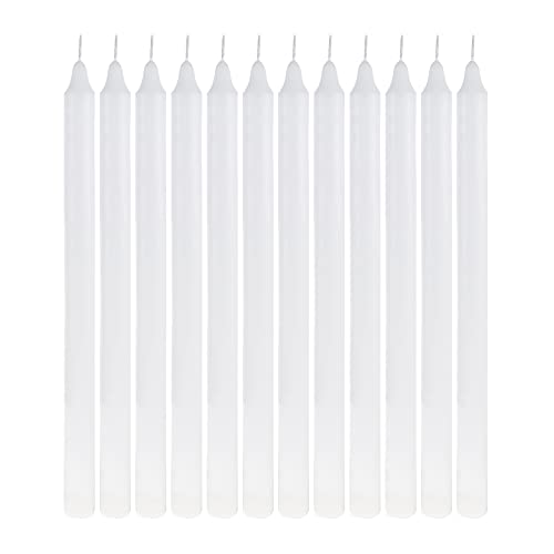 Mega Candles 12 pcs Unscented Straight White Taper Candles, Hand Poured Wax Candle 12 Inch x 7/8 Inch, Home Décor, Wedding Receptions, Centerpieces, Birthdays, Celebrations, Romantic Events, Holders