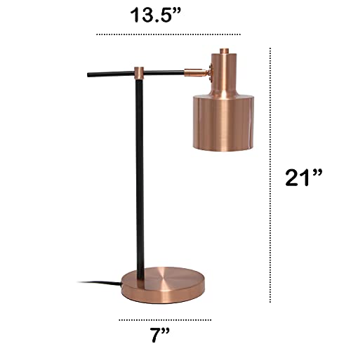 Lalia Home Mid Century Modern Industrial Metal Table Lamp With On/Off Rocker Switch - Rose Gold #TOP3