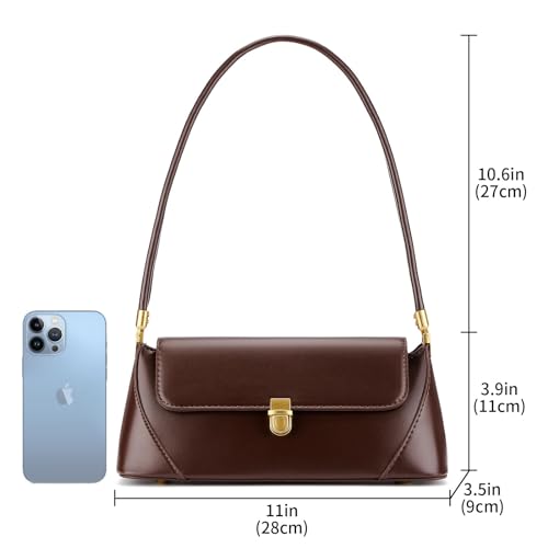 Shoulder Bag for Women Vintage Purse Fashion Classic Vegan Leather Clutch Tote Retro Handbag with Buckle Closure2
