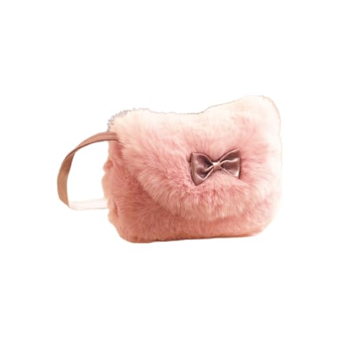 ANKOMINA Little Girls Furry Mini Purse Fashion Faux Fur Fuzzy Crossbody Handbag Shoulder Wallet Bag for Kids Toddlers