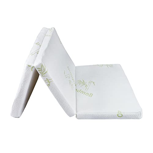 Bakkeny Colchón plegable de bambú natural, colchón plegable suave, colchón de invitados plegable