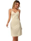 RanZZRan Women's Lace Full Slip Under Dress Spaghetti Strap Cami Dress