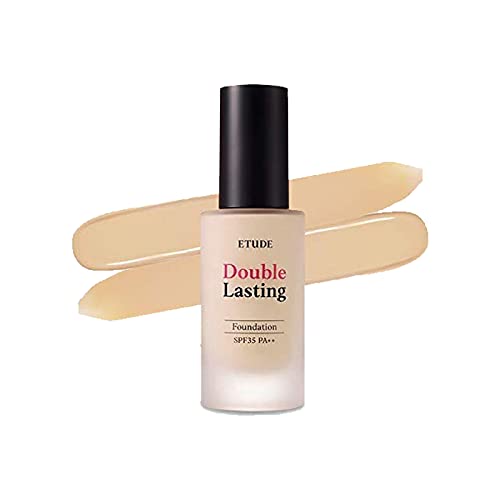 ETUDE HOUSE Double Lasting Foundation, SPF35/ PA++, High Coverage Weightless Foundation, 24-Hours Lasting Double Cover, Magnet-Like Adherence without Stickiness, Makeup Base (Sand)
