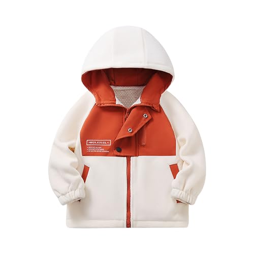 Warm Fuzzy Hooded Down Jackets for Children Boy Girl Fleece Lined Wool Color Block Down Jackets Hood Outfit Child
