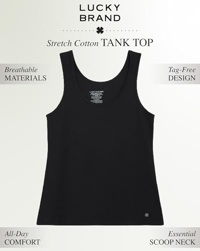 Lucky Brand Women's Tank Top - 3 Pack Stretch Cotton Scoop Neck Ribbed Sleeveless T-Shirt, Camiseta sin Mangas para Mujer2