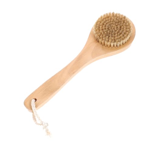 IWOWHERO Cepillo de Ducha Exfoliante con Mango de Madera Cuerpo de de Cerdo Masaje y Limpieza para Cepillo Corporal para Baño y Ducha