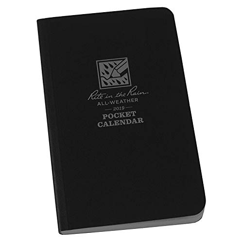Rite in the Rain Weatherproof Black 2019 Pocket Calendar, 3.5