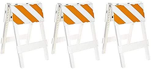 Cortina 97-01-001 Polypropylene Type I Folding Barricade, 24" Width x 40" Height, Orange on White (Pack of 3)