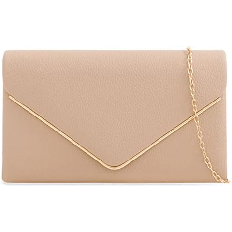 LeahWard Women's Faux Leather Flap Clutch Bags Wedding Party Handbags For Women (Nude) Cover