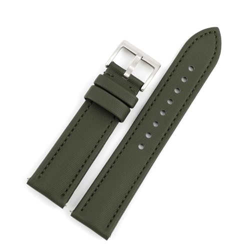 Onthelevel Water Resistant Oxford Fabric Watch Strap 18mm 20mm 22mm Sailcloth With Leather Back Lining Quick Release Watch Band Replacement (Green