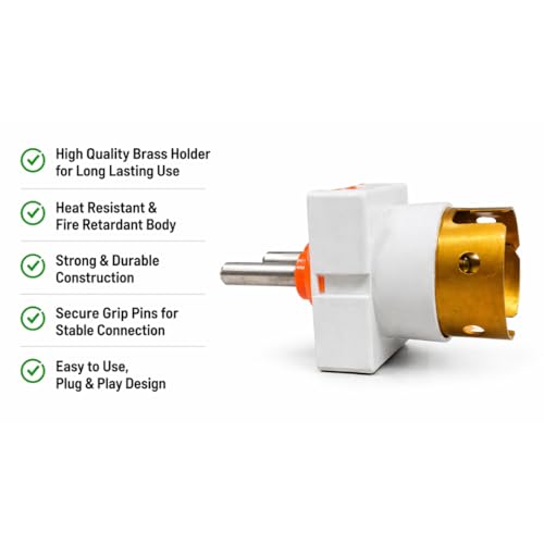 Image of Hi-Plasst 2 Pin to B22 Bulb Holder Adapter with Dual Socket | Multi Pendant Converter | Brass Connector | Suitable for Indian Sockets (10)