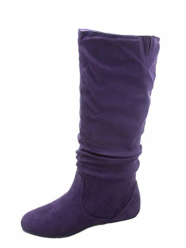 TOP Moda Data-1 Women's Shoes Cute & Comfort Round Toe Flat Heel Slouchy Mid Calf Boot3