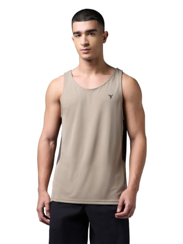 Image of TECHNOSPORT Men's Solid Slim Fit Scoop Neck Sports Innerwear Vest with TECHNOCOOL+ Quick Dry Anti Odour Anti Microbial 2 Way Stretch Soft & Smooth Activewear