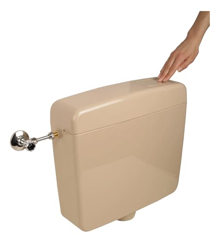 Calmwaters® Spülkasten Beige mit Spül-Stopp-Funktion, 6-9 Liter Spülmenge, Aufputzspülkasten WC schmal, flacher Spülkasten Elements, Aufputz-Montage, Start-Stopp-Taste, Beige-Bahamabeige, 29HB2716 – Bild 6