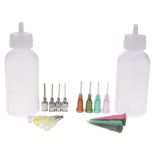 Kit de tatouage temporaire au henné, bouteilles vides avec 16 aiguilles pour tatouage au henné, cône de précision, 2 pièces
