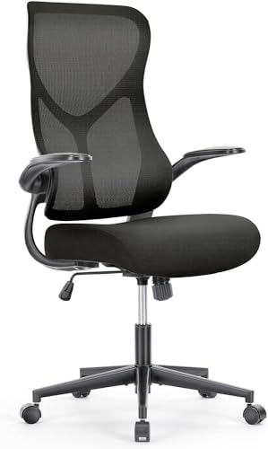 Sweetcrispy Sedia ergonomica da ufficio per computer, con schienale alto, comoda sedia girevole in rete con ruote, supporto lombare regolabile, poggiatesta, braccioli 2D sollevabili, inclinazione di