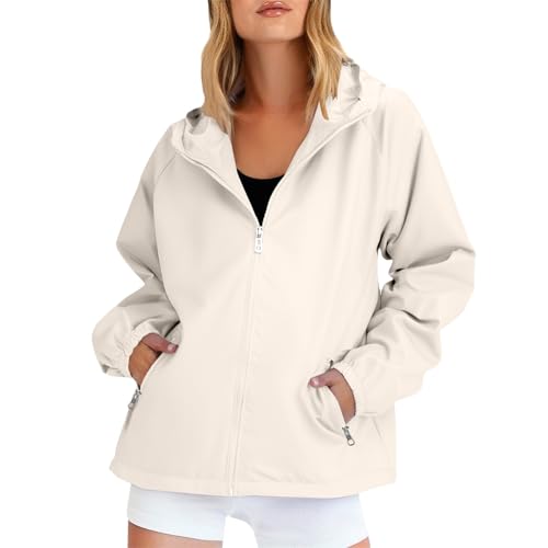 Generico Women's Waterproof Jacket Travel Sports Coat with Zip Versatile Rainproof Waterproof Rain Jacket Softshell Jacket Trekking Travel Jackets with Hood Wind Trench, beige, M Generico Women's Waterproof Jacket Travel Sports Coat with Zip Versatile Rainproof Waterproof Rain Jacket Softshell Jacket Trekking Travel Jackets with Hood Wind Trench, beige, M