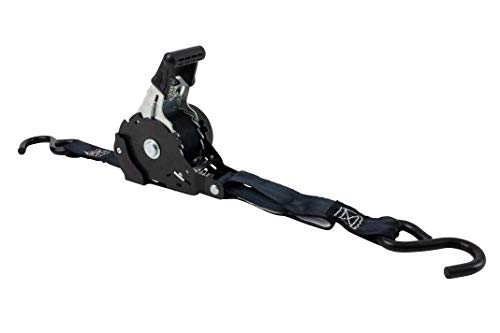 Mytee Products 4 Pack 1" X 12' Retractable Ratchet Straps | Auto Retract No-Ratcheting Ratchet Straps With Coated S Hook Tiedowns For Motorcycles, Atvs, Bikes: Tight & Secure Pickup Trailer Tie-Down #TOP4