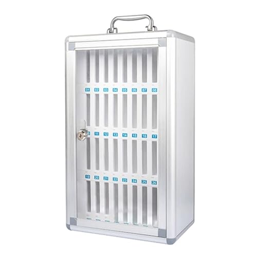 Caja de almacenamiento de aleación de aluminio para teléfono celular con cerradura de llave, armario seguro para teléfono móvil para escuela y oficina, capacidad de 12 a 60 ranuras, ideal para carga y