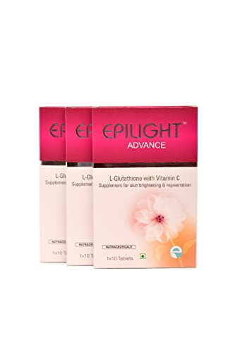 Epilight Advance L- Glutathione Tablets 600mg – 30 Tablets for Healthy & Radiant Skin for Men & Women with Vitamin C (Pack of 3)