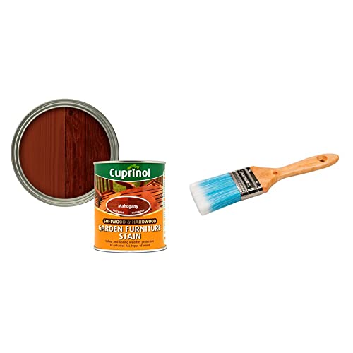 Cuprinol 5158523 750ml Garden Furniture Stain - Mahogany & Silverline Synthetic Paint Brush 50mm / 2 (367969)