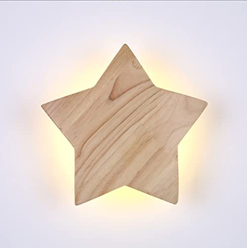 LIGKIN Applique Murale LED Moderne 15W Applique Bois Créative Lampe murale 3000K Lumière Chaude Étoile Appliques Veilleuse Chambre d'enfant Couloir Salon,...
