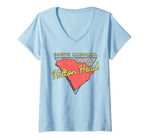Mujer Hilton Head Island South Carolina Retro Triángulo SC City Camiseta Cuello V