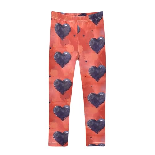 Tile Hearts Black Girls Leggings Athletic Pants Tights Stretch Bottom