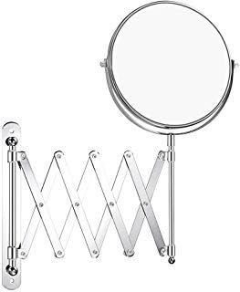 Double-Sided Magnifying Makeup Mirror, 7 Inch Diameter 1X/5X Wall Mounted Extension Adjustable Circle Rotating Function Vanity Makeup Mirror for Bedroom Bathroom Hotel, Chrome