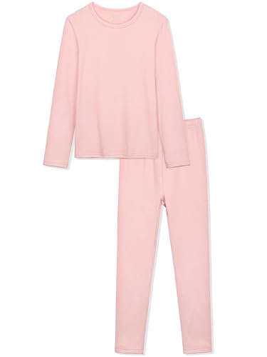 Vzv Girls Thermal Underwear Set Kids Thermal Set Fleece Lined Kids Base Layer Long Johns For Kids Top And Bottom For Winter Baby Pink cover