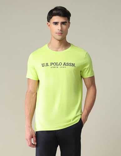 Image of U.S. Polo ASSN. Knitted Slim Fit Cotton T-Shirts for Men - Breathable & Comfortable, Half Sleeves Mens Casual T Shirts