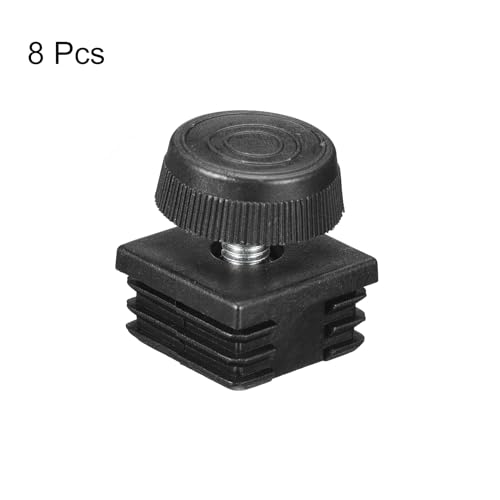 Image of uxcell 8Pcs Inserts for Square Tubes with Leveling Feet, for 1.18 inchx1.18 inch OD Square Tube, M8-1.25mm Thread Black Plastic Furniture Chair Blanking End Caps Insert Plugs