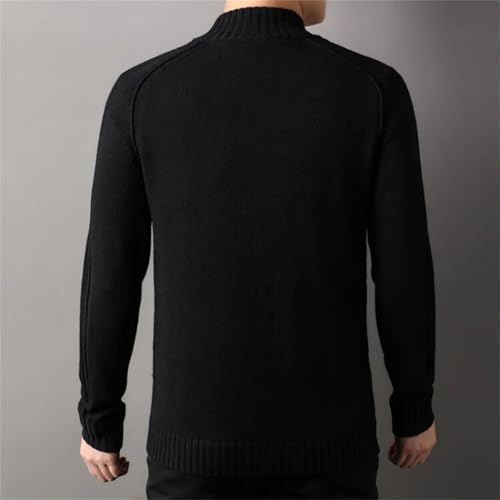 Men's Half High Collar Zip-Up Cardigan Daily Warm Solid Color Slim-Fit Wool Blend Sweater3