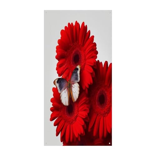 Bannière de porte de bienvenue 90x180 cm pour masquer les murs vides avec fleur rouge suspendre
