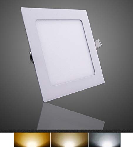 MUNDDY® - Downlight LED Panel Empotrable Cuadrado, iluminacion 6W 9W 12W 15W 18W 25W, marco blanco 3000k 4000k 6000k. Driver incluido Envio desde Madrid (4000k Blanco Neutro, 9W)
