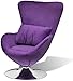 Hommdiy Fauteuil pivotant en forme d'œuf avec coussin - Fauteuil pivotant - Fauteuil lounge - Fauteuil de relaxation - Fauteuil rembourré - Gris foncé - Velours (violet et argent)