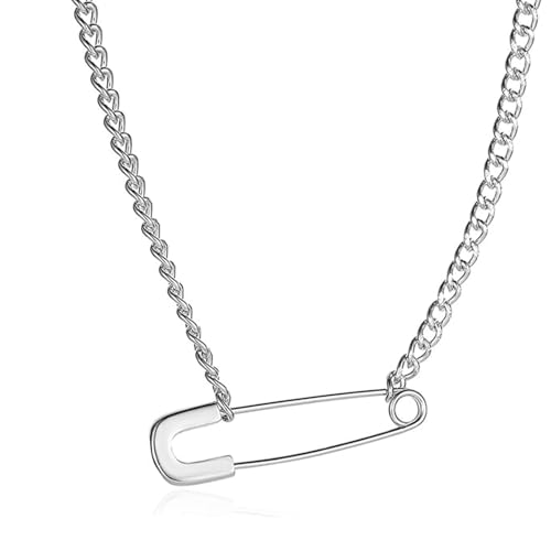 YSINYAO Safety Pin Pendant Choker Necklace Women Men Unisex Fashion Jewellery