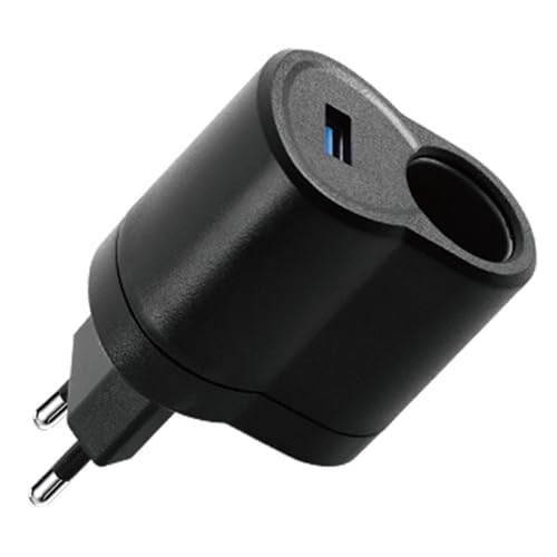 DmDoyy Adaptador De Corriente Coche AC A CC, Adaptador para Encendedor De Coche, Entrada De Voltaje 110-220 V Y Salida De Voltaje DC12 V, Inversor para Coche, Camión, Enchufe Eléctrico EU