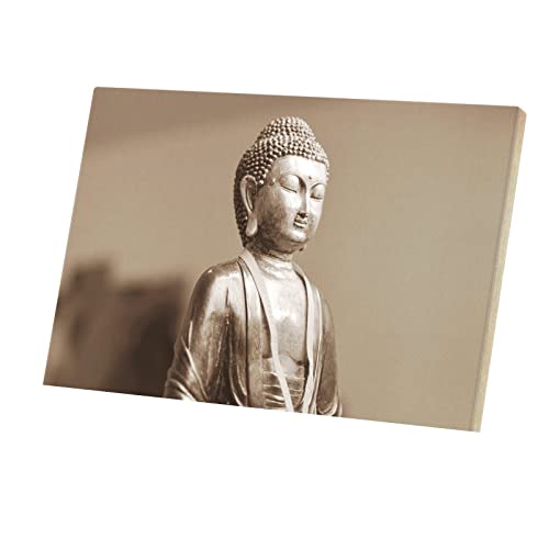 Tableau Bouddha de Bronze Style Japonais Déco Murale Toile 90 x 60 cm