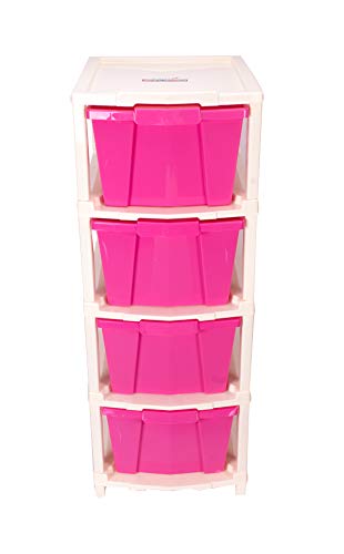 Image of Joyful Studio 4 XL Plastic Modular Drawer System, Pink Colour by DFO (31cmx39cmx80.9 cm as per Lable from Manufacturer)