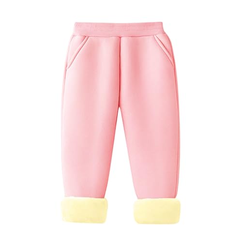 Kids Sherpa Lined Casual Joggers Sweatpants Winter Warm Elastic Waist Athletic Pants with Pockets for Girls Boys 3-15 Years