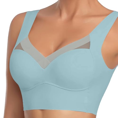 Mujer Sujetador sin Aros con Relleno Cómodo y Transpirable Básicos Sujetador Push Up sin Costuras Corrector de Postura Tirantes Ancho Cuello Elástico Grandes Bralette