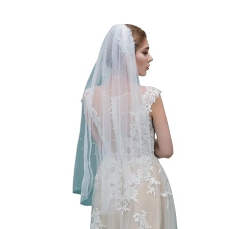 Velo de novia con perlas artesanales y peine de alta costura