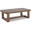 Signature Design by Ashley Cabalynn Modern Coffee Table with Solid Wood Frame, Light Brown