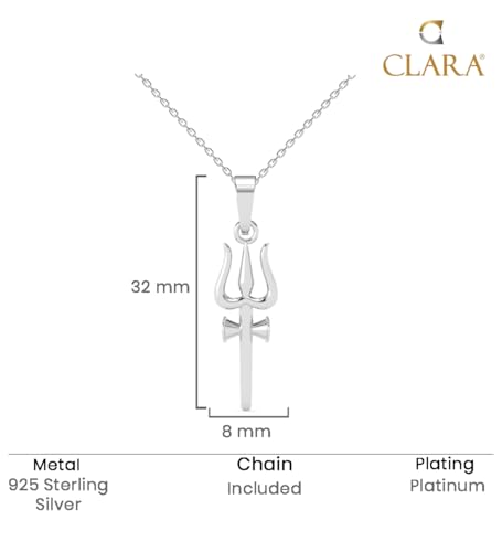 Image of Clara 925 Sterling Silver Shiva Trishul Pendant Necklace for Men & Women