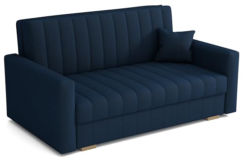 MEBLE-LUX Schlafsofa klein Zanzibar I Sofa 3 Sitzer 153 cm Breit I Sofa mit Schlaffunktion I Schlafsofa mit Bettkasten I Couch mit Schlaffunktion Klein I Dunkelblau MEBLE-LUX Schlafsofa klein Zanzibar I Sofa 3 Sitzer 153 cm Breit I Sofa mit Schlaffunktion I Schlafsofa mit Bettkasten I Couch mit Schlaffunktion Klein I Dunkelblau