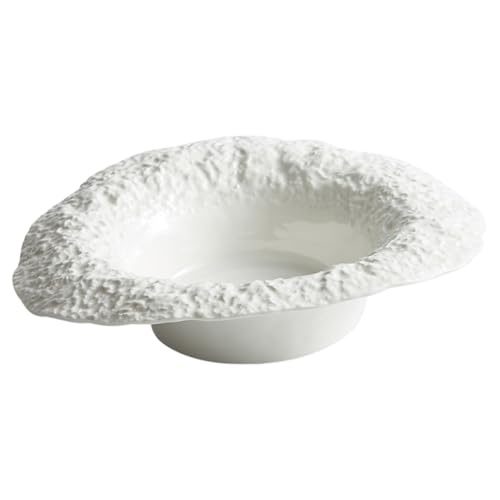 FUNNETOYU Plato Cerámico Profundo con Diseño de Textura Roca para Ensaladas Pasta y Sopas para Doméstico y Restauración