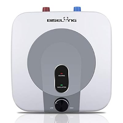 110V-120V 1.5Kw Small Under Sink Tank 2.5 Gallon Water Heater Hot Storage,Mini Instant Electric RV TR Trailer Kitchen Compact Point-of-Use,Food Truck 2 PCs 16” Long 1/2”FIP Stainless Steel Hose 9L