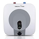 110V-120V 1440-1500W Small Under Sink Tank 2.5 Gallon Water Heater Hot Storage,Mini Instant Electric RV TR Trailer Kitchen Compact,Food Truck 2 PCs 16” Long 1/2”FIP Stainless Steel Hose (BI-2.5)