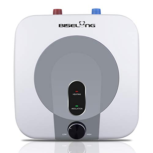 110V-120V 1440-1500W Small Under Sink Tank 2.5 Gallon Water Heater Hot Storage,Mini Instant Electric RV TR Trailer Kitchen Compact,Food Truck 2 PCs 16” Long 1/2”FIP Stainless Steel Hose (BI-2.5) by BISELONG - Used condition - US$90.98